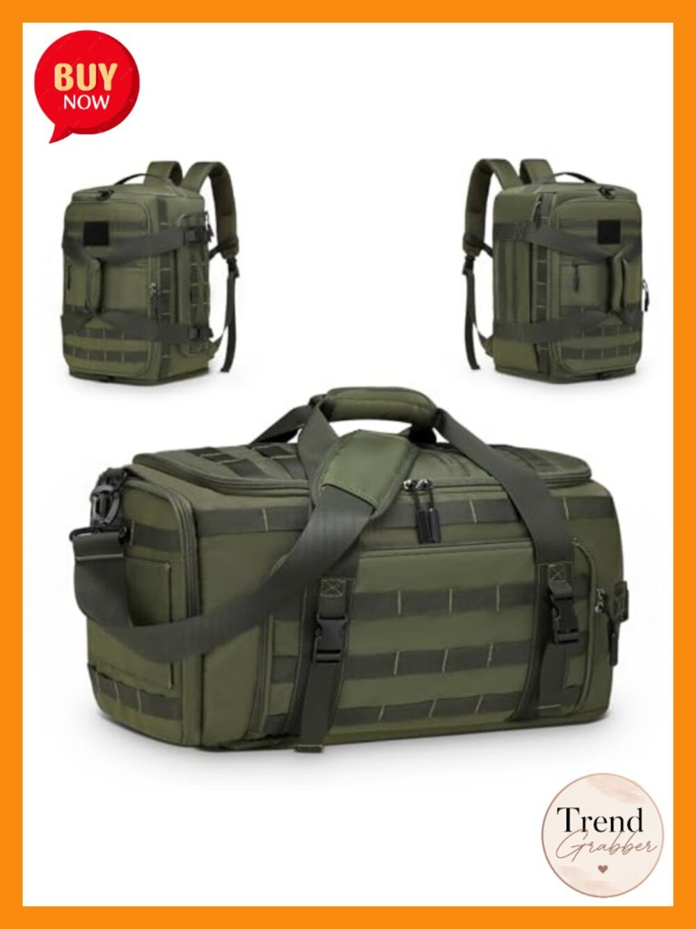 38L Convertible Duffel Backpack, 3-in-1 Gym Bag with Laptop Sleeve, Wet Pockets